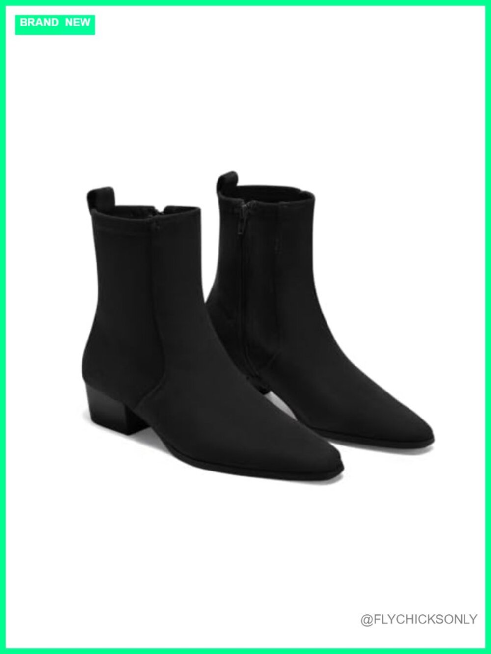 Faux Suede Ankle Booties Square Toe Chunky Low Heel Side Zip Dress Boots